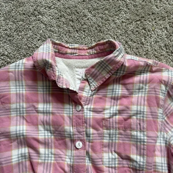 LL Bean Shirt Jacket Womens XL Pink Plaid Sherpa Lined Soft Outdoors - Picture 4 of 10